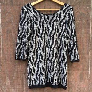 Silence + Noise Zebra Print Open Back Sweater Md